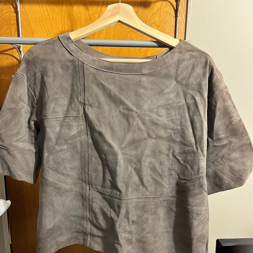 Burning Torch Taupe 100% Leather Blouse